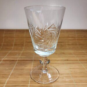Pinwheel Wine Glass Cut Crystal Bohemian Highly Decoratively Cut Faceted Stem
